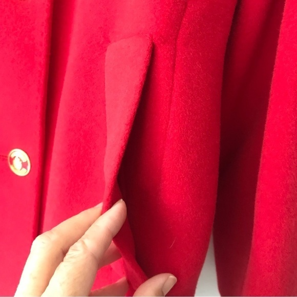 Vintage Fleurette Red Cashmere Double Breasted Peacoat Union Made S-M - Picture 15 of 17